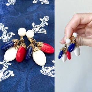 Vintage 1960s Napier Patriotic dangle earrings